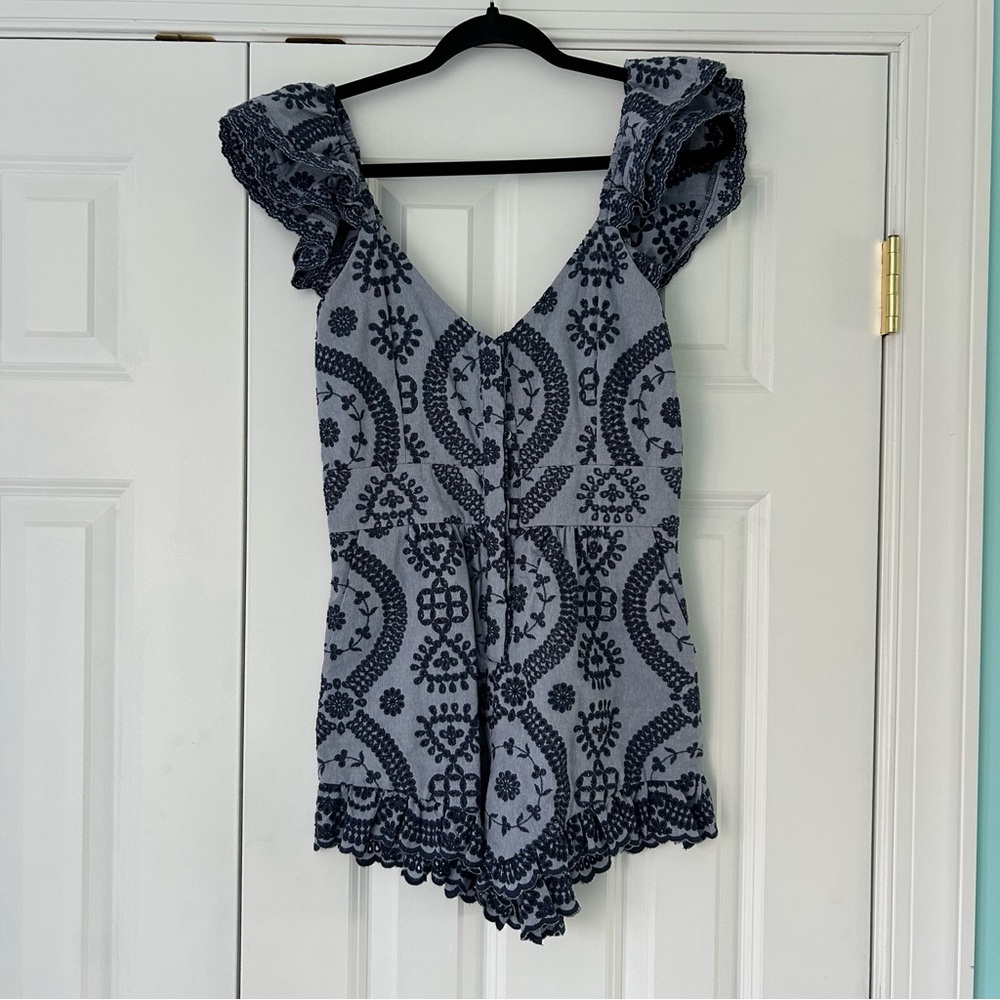 Loveshackfancy Chambray And Navy Embroidered Flor… - image 2